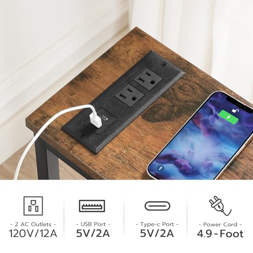 Narrow Console Table with Power Outlets, 45-Inch Slim Sofa Table