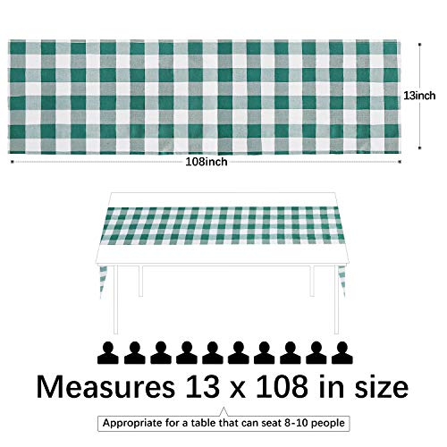 B-COOL Buffalo Plaid Table Runners 13 x 108 in (2-Pack), Green & White