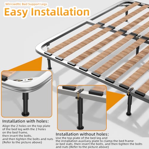 4 Pcs Adjustable Bed Support Legs, 7-13 Inch Heavy Duty Metal Bed Frame Legs