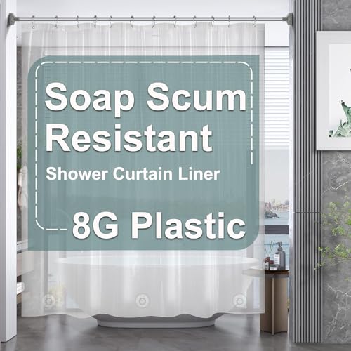 AmazerBath Clear Plastic Shower Curtain Liner 72x72 Heavy Duty PEVA