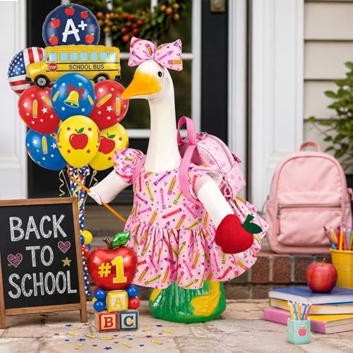 Back to School Porch Goose Outfit for 23-Inch Lawn Statue