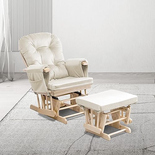 5-Piece Glider Rocker Replacement Cushion Set with Ottoman Pad, Velvet