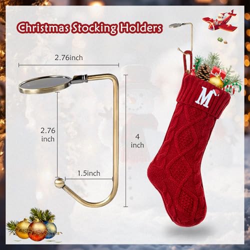 Monogram Knitted Christmas Stocking with Initial - 18" Cable Knit Fireplace Stocking