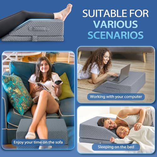 Height Adjustable Memory Foam Wedge Leg Pillow for Elevation