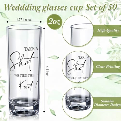 Sliner 50 Set Wedding Shot Glasses Gift Favors Clear White - Party & Wedding Supplies
