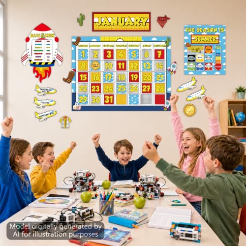 Western Cartoon Classroom Calendar Bulletin Board Set for Teachers