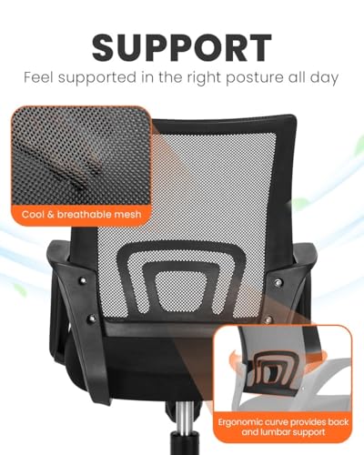 Ergonomic Mid-Back Mesh Office Desk Chair with Lumbar Support and Height Adjustment
