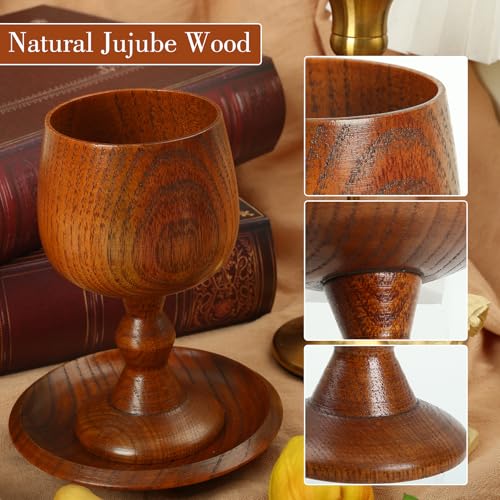 Handmade Wooden Communion Chalice with Tray and Gift Bag - 5.1 Inch