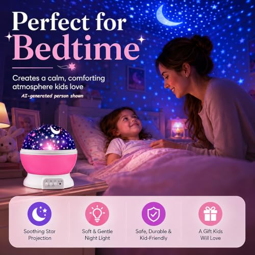 Rotating Star Projector Night Light for Kids Bedroom - Multi-Color Sky Light