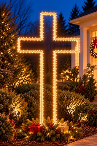 6FT Metal Christmas Cross Decoration for Indoor & Outdoor Holiday Decor