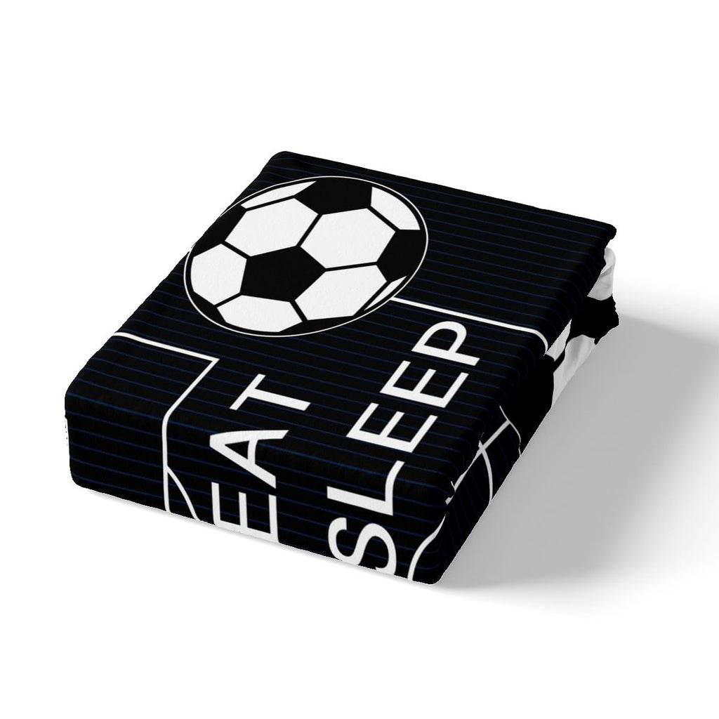 jejeloiu Kids Soccer Bedding Set King Size Football Comforter Cover Set Boys Girls Eat Sleep Duvet Cover Sports Theme Gaming Sports Black Bedspread Cover(No Comforter)