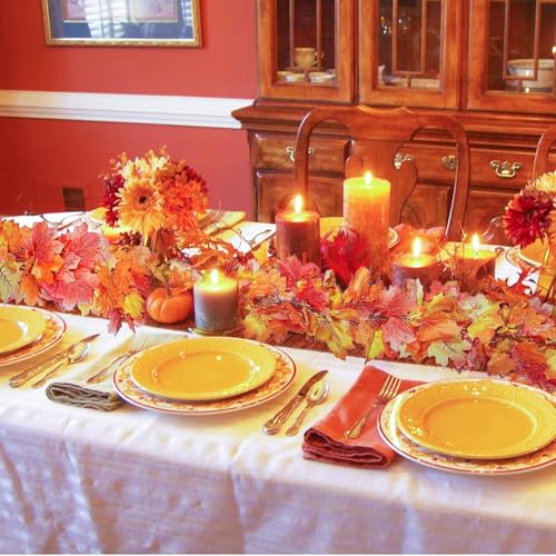 3-Pack Artificial Fall Maple Leaf Garland - 6ft Faux Autumn Hanging Vines