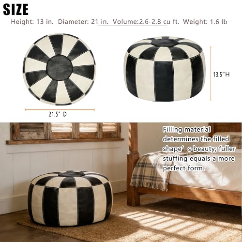 Unstuffed Moroccan Faux Leather Ottoman Pouf Storage Footstool