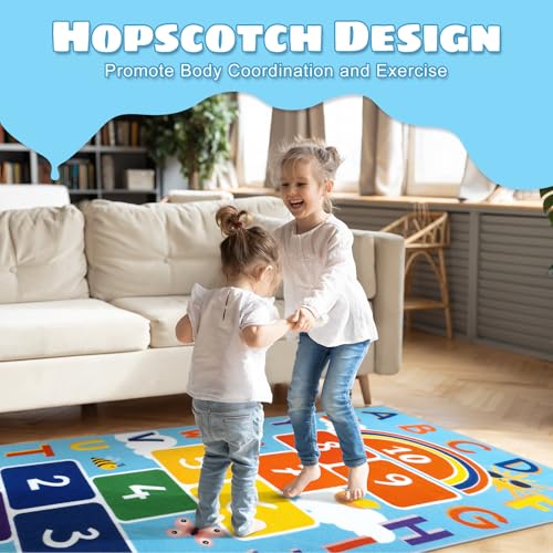 Washable Hopscotch Kids Rug 31.5" x 72" - Educational Play Mat for Children
