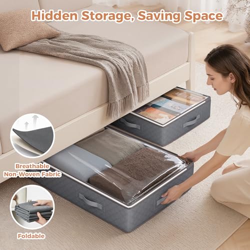 95L Under Bed Storage Containers 4 Pack Foldable Closet Organizers