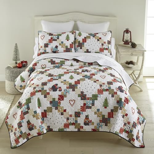 Donna Sharp Holiday Love Twin Quilt Set with Pillow Sham - Christmas Bedding