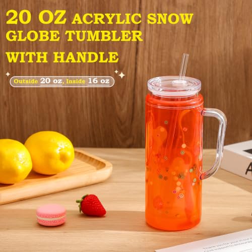 20 oz Acrylic Snow Globe Tumbler with Handle (6 Pack) - Pre-Drilled DIY Cup