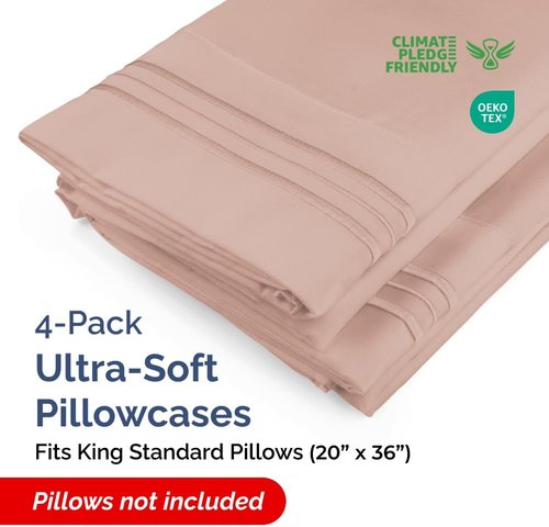 King Standard Pillow Cases - Soft Hotel Quality Covers for Comfy Bedding | 4-Piece Set in Mauve