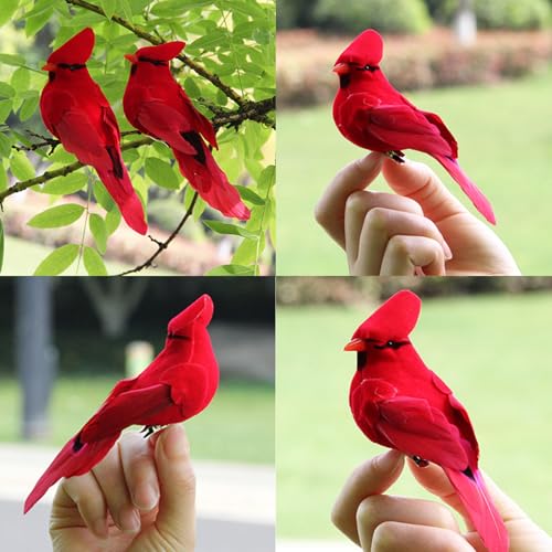 DALJIAFA 6 Pack Christmas Red Cardinal Birds Clip-On Decorations - Mixed Colors