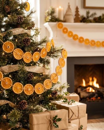 VIUMVC 10 Ft Dried Orange Slice Christmas Garland Fall Decor - Rustic Holiday Wreaths