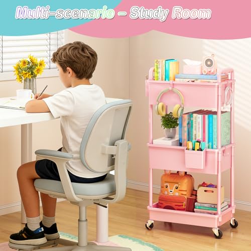 3-Tier Rolling Diaper Caddy Cart for Nursery Storage with Lockable Wheels