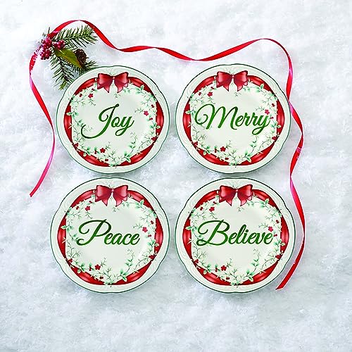 Pfaltzgraff Winterberry Red Ribbon Holiday Salad Plates Set of 4