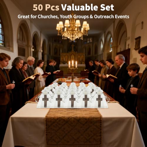 50Pcs Wooden Cross Fidget Toys with Organza Gift Bags Christian Stress Relief Religious Gifts for Faith & Encouragement