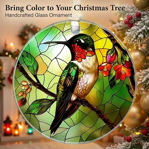 ADVTMQ Hummingbird Stained Glass Christmas Ornament 2026 with Gold Ribbon