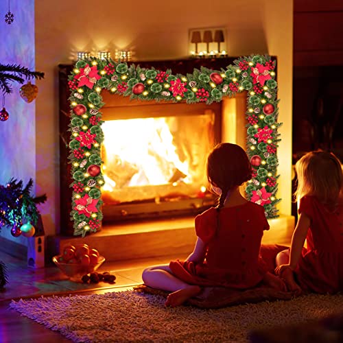 GARITE 9FT Prelit Christmas Garland with Lights - Battery Operated, 6#
