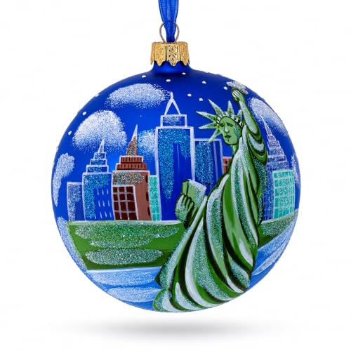 Statue of Liberty Glass Ornament 4 Inch - Hand-Painted Christmas Ball