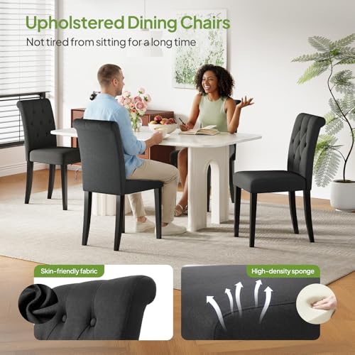 Upholstered Button Tufted Dining Chairs Set of 4, Modern Fabric Side Chairs