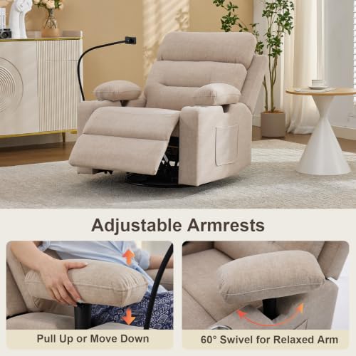 Power Nursery Recliner with Swivel Rocker, Adjustable Armrests & Phone Holder