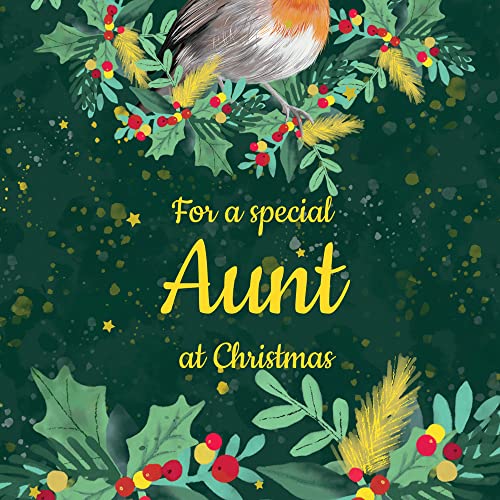 Aunt Christmas Card - Eco-Friendly Thick Card Stock with Premium Envelope, 5x7.75in