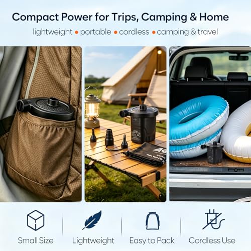 Rechargeable Portable Electric Air Pump, 4000mAh Quick-Fill Inflator
