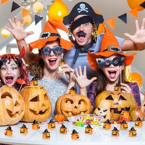50 Pcs Halloween Mini Pumpkin Figurines - Tiny Resin Ghost Table Decor