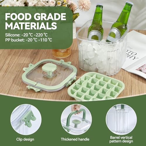 Portable Ice Bucket with Lid & Ice Cube Trays for Camping & Parties