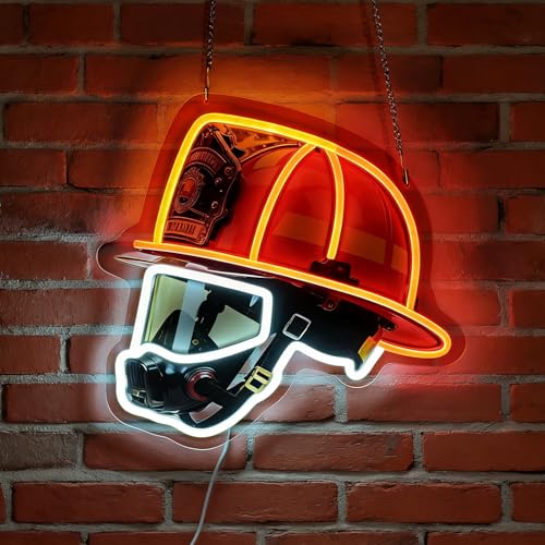 Welinly Firefighter Helmet LED Neon Sign - Fire Rescue Wall Decor (Vari: Firefighter)