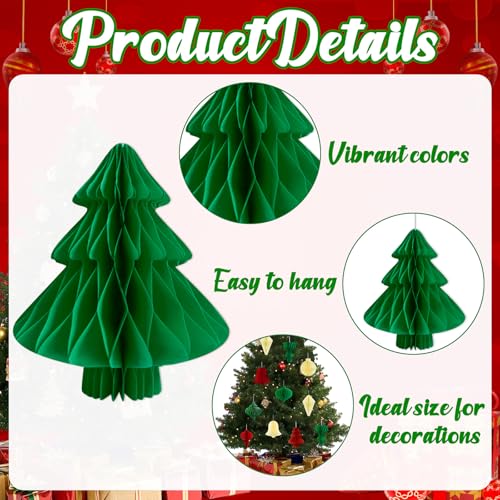 Renbuzhu Classic 30pcs Christmas Honeycomb Ornaments Set - Red Green Cream, 3.9in Hanging Decor