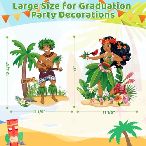 12-Piece Hawaiian Luau Party Decorations, Large Tropical Paper Cutouts