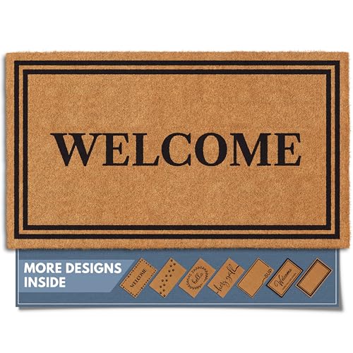 Natural Coco Coir Welcome Doormat - Non-Slip Heavy-Duty Door Mat (17 x 30 in)