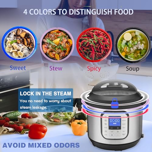 4-Pack 6 Qt Silicone Sealing Rings with Float Valve Seals for Pressure Cookers