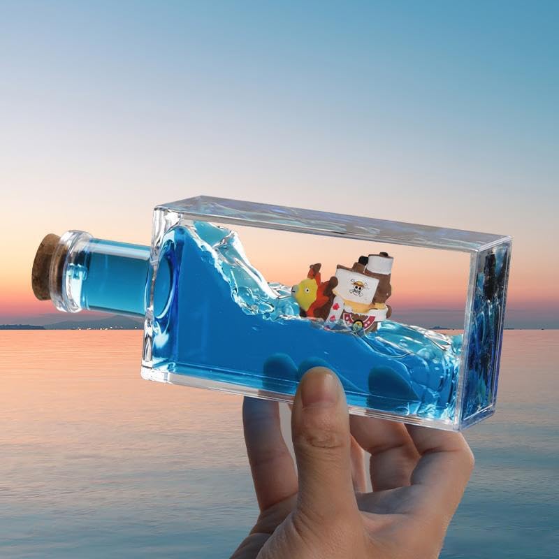 Unsinkable Anime Ship in a Bottle Liquid Motion Desk Ornament