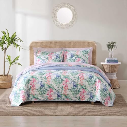 Reversible Queen Quilt Set - 100% Cotton Coastal Bedding with Shams