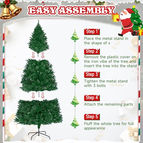 6ft Pre-Lit Full Artificial Christmas Tree with 250 Warm LED Lights