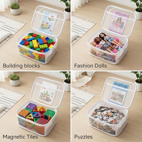 4-Pack Clear Toy Storage Bags with Handles and Reinforced Base