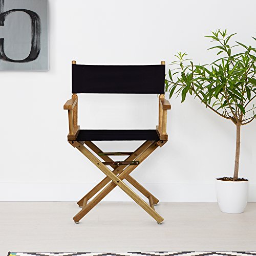 18-Inch Foldable Solid Wood Director's Chair with Navy Canvas
