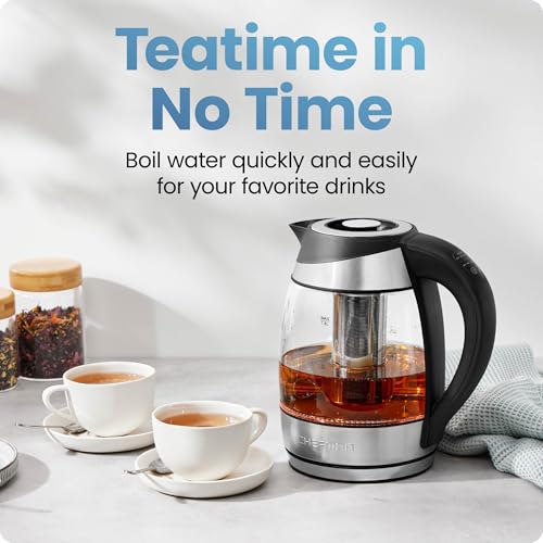 Electric Glass Kettle with Temperature Control & Removable Tea Infuser - 1.8L
