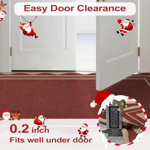 LORWER 2' x 6' Red Scalloped Christmas Runner Rug, Non-Slip Indoor/Outdoor Farmhouse Entryway