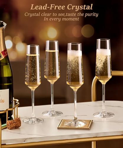 OJA 7oz Crystal Champagne Flutes Set of 6 | Elegant Stemware for Celebrations