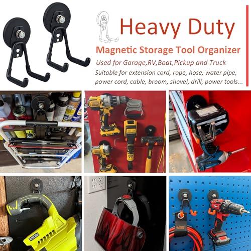 Heavy Duty Magnetic Garage Hooks 4 Pack Rubber Coated Tool Holders